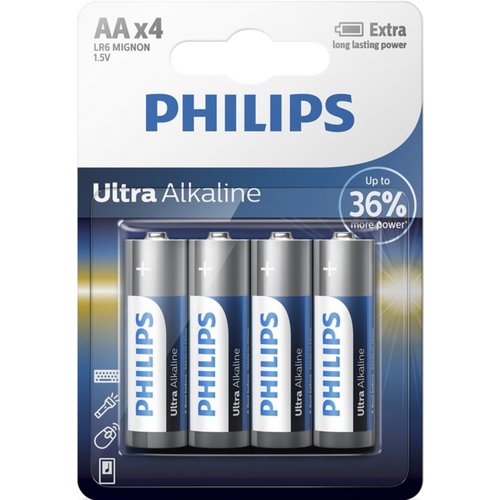 Philips Ultra Alkaline Batterijen AA - 4 stuks Philips Ultra Alkaline Batterijen AA - 4 stuks