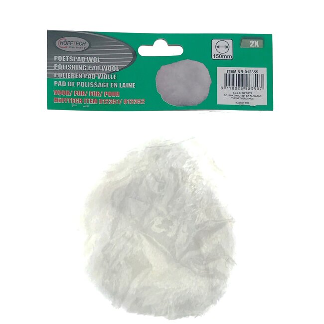 Hofftech Poetspad wol - Ø 150 mm - 2 stuks - voor zwaar polijstwerk
