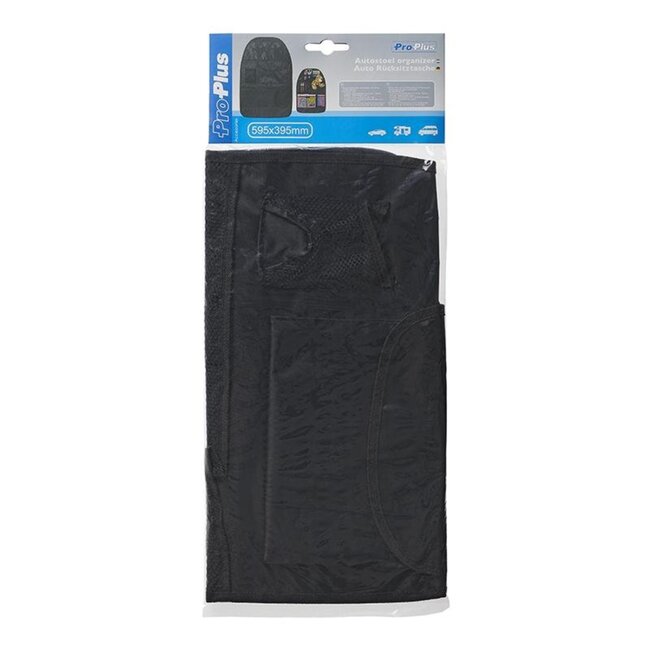 ProPlus Organizer voor autostoel - 3 grote vakken - 2 kleine vakken - 4 pennenhouders - 60 x 40 cm - zwart