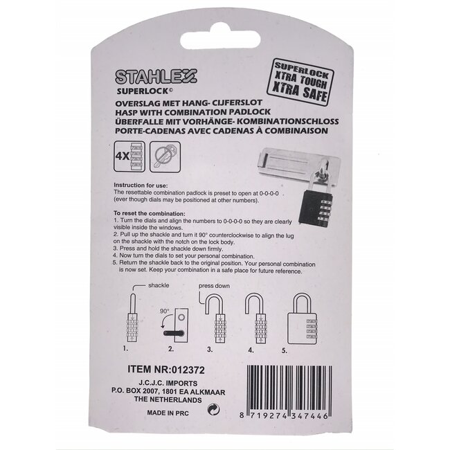 Stahlex Overslagkist - Heavy Duty - Inclusief cijfer hangslot - 120 x 45 mm