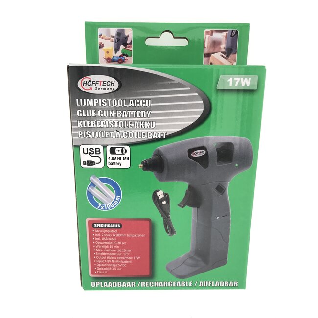 Hofftech Draadloos lijmpistool - 17W accu - USB oplaadbaar - Inclusief 2 lijmstiften