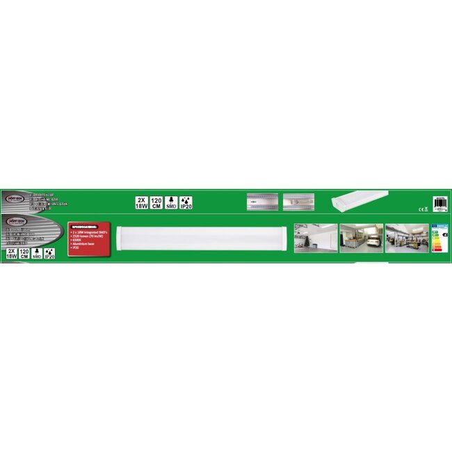 Hofftech LED armatuur - 120 cm - 2 x 18 watt - helder wit daglicht - IP20 - duurzaam