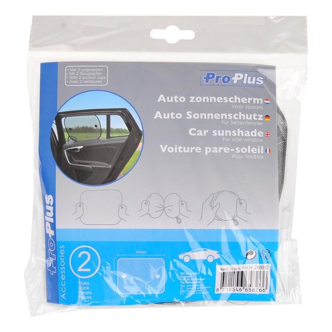 ProPlus Auto zonnescherm zijraam - Pop Out - 44 x 36 cm - 2 stuks - zwart
