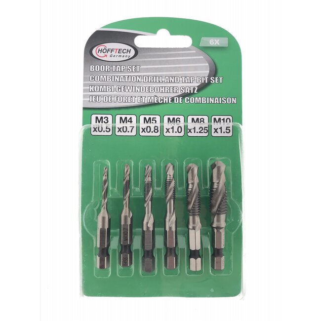 Hofftech Boor- en tapset - 6-delig - M3 t/m M10 - Precisie en duurzaamheid