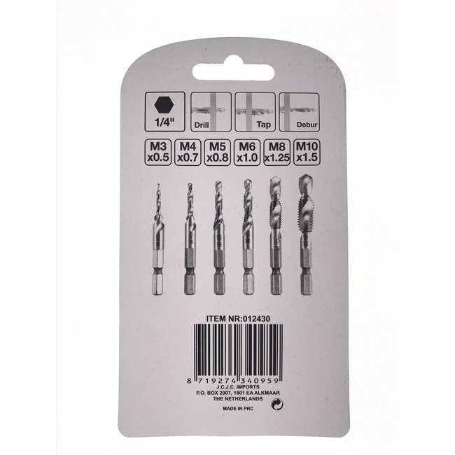 Hofftech Boor- en tapset - 6-delig - M3 t/m M10 - Precisie en duurzaamheid