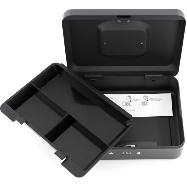 Benson Compacte geldkluis - combinatieslot - uitneembare bak - zwart - 25 x 18 x 9 cm