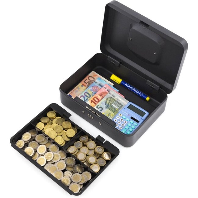 Benson Compacte geldkluis - combinatieslot - uitneembare bak - zwart - 25 x 18 x 9 cm