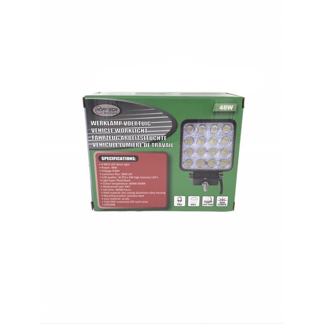 Hofftech Krachtige LED werklamp - 48W - 16 LEDs - 9-80V - IP67 - 3840 lumen