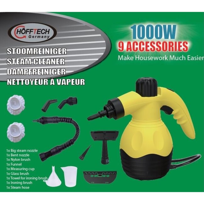 Benson Stoomreiniger - 1000 Watt - 9 Accessoires - 250ML Reservoir - 3 Bar Druk