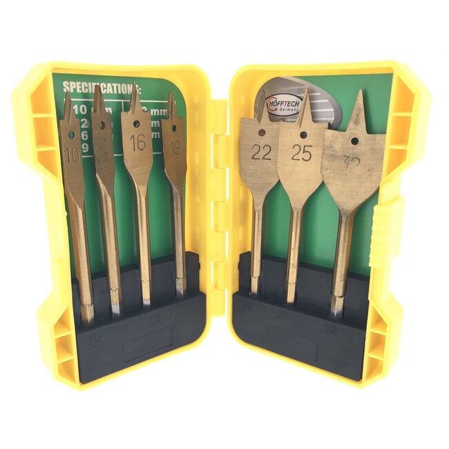 Hofftech 7-delige speedborenset - titanium coating - voor alle houtsoorten - inclusief opbergbox