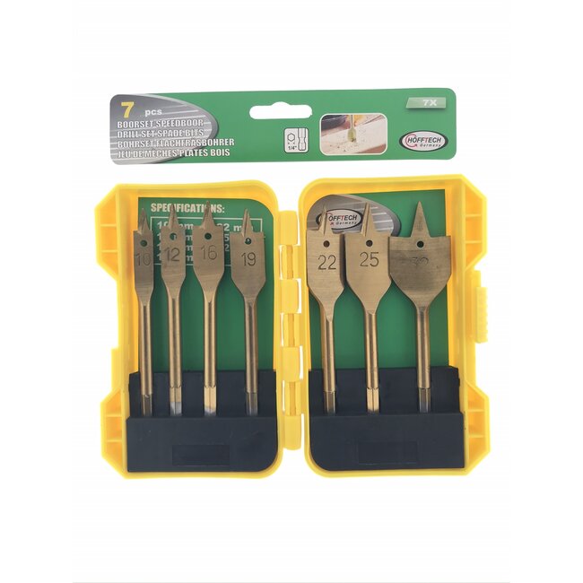 Hofftech 7-delige speedborenset - titanium coating - voor alle houtsoorten - inclusief opbergbox
