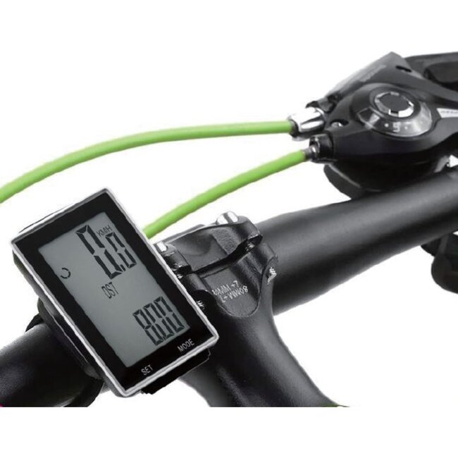 Benson Draadloze fietscomputer - 16 functies - groot LCD display - zwart