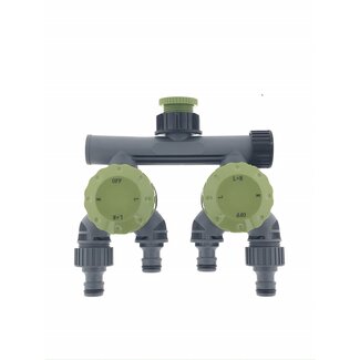 Benson 5-weg waterverdeler - 1/2" en 3/4" - grijs/groen - kunststof