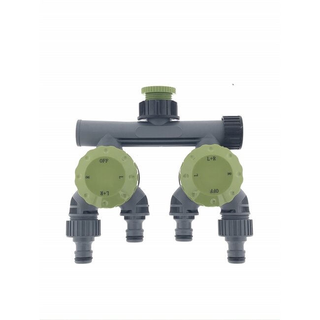 Benson 5-weg waterverdeler - 1/2" en 3/4" - grijs/groen - kunststof