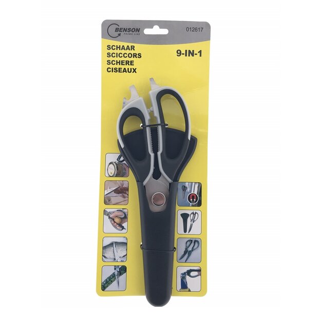 Benson Multifunctionele schaar - 9-in-1 - Sterke bladen - Magnetische houder - Gemakkelijk schoon te maken
