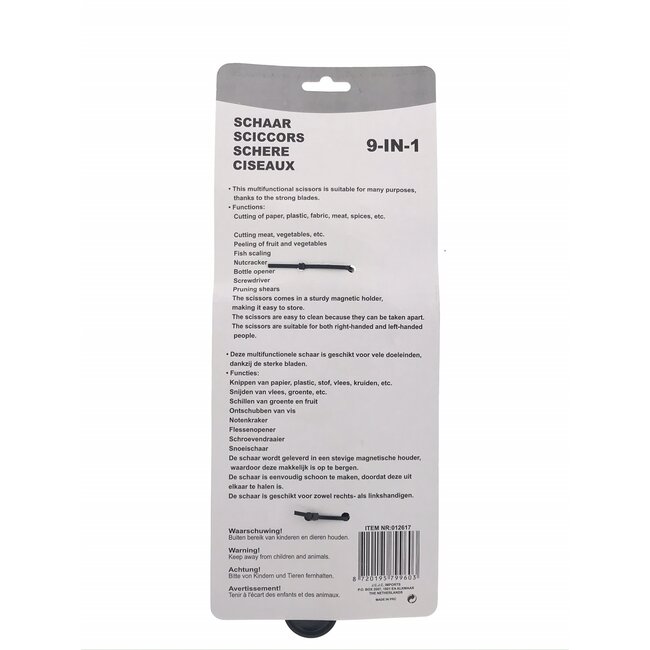 Benson Multifunctionele schaar - 9-in-1 - Sterke bladen - Magnetische houder - Gemakkelijk schoon te maken