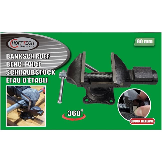 Hofftech Bankschroef - Quick Release - 360 Graden Draaivoet - 80 mm