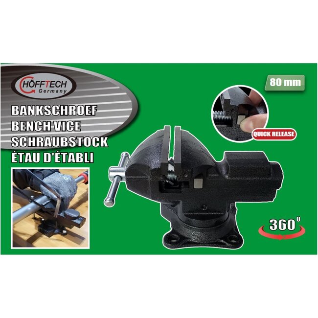 Hofftech Bankschroef - Quick Release - 360 Graden Draaivoet - 80 mm