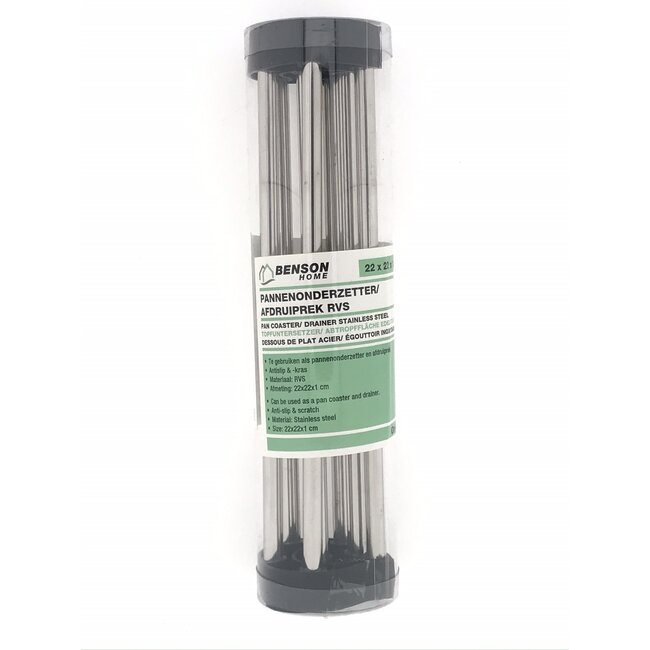 Benson Pannenonderzetter en afdruiprek - antislip - krasbestendig - RVS - 22 x 22 cm