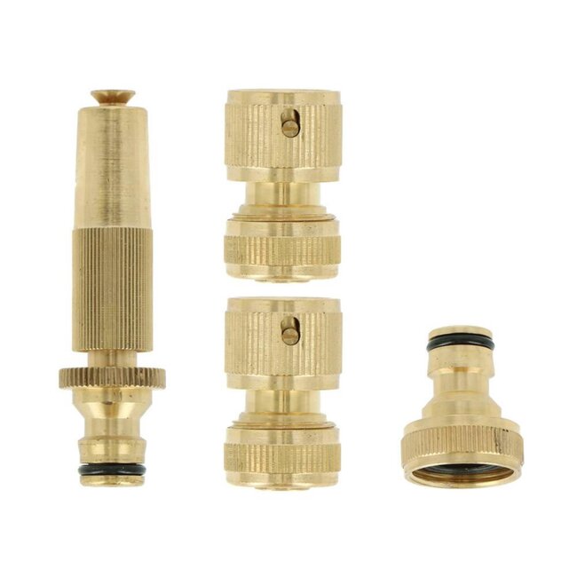 Benson Waterkoppelset - Verstelbare sproeikop - Messing - 4-delig - Brons