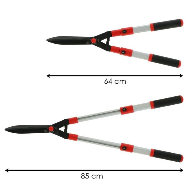 Benson Telescopische heggenschaar - Verstelbare lengte 60-80 cm - Gehard chroom - Tefloncoating - Softgrip handvat