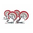 Benson Zwenkwielen set - 2 geremd, 2 ongeremd - 75 mm - rood - 4 stuks