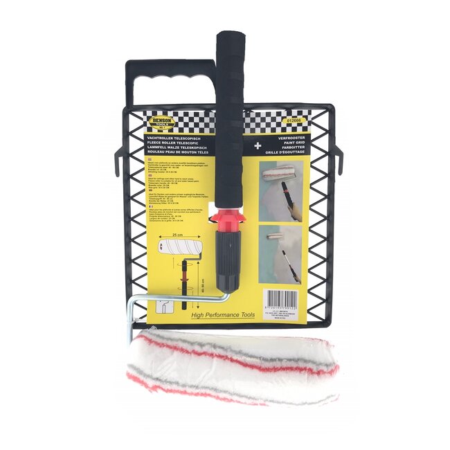 Benson Telescopische vachtroller met verfrooster - 80 cm - ideaal voor plafonds - geschikt voor water- en terpentineverf