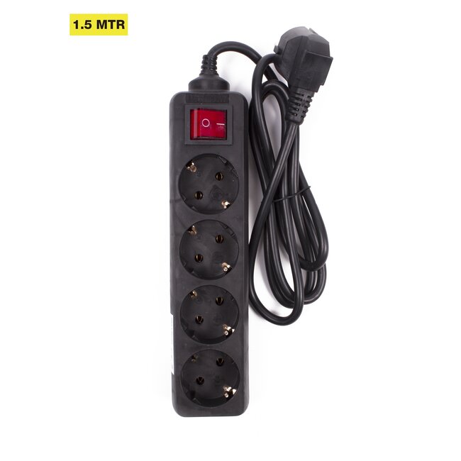 Benson Tafelcontactdoos - 4 contactpunten - schakelaar en overspanningsbeveiliging - 1,5 meter - zwart - 2500W