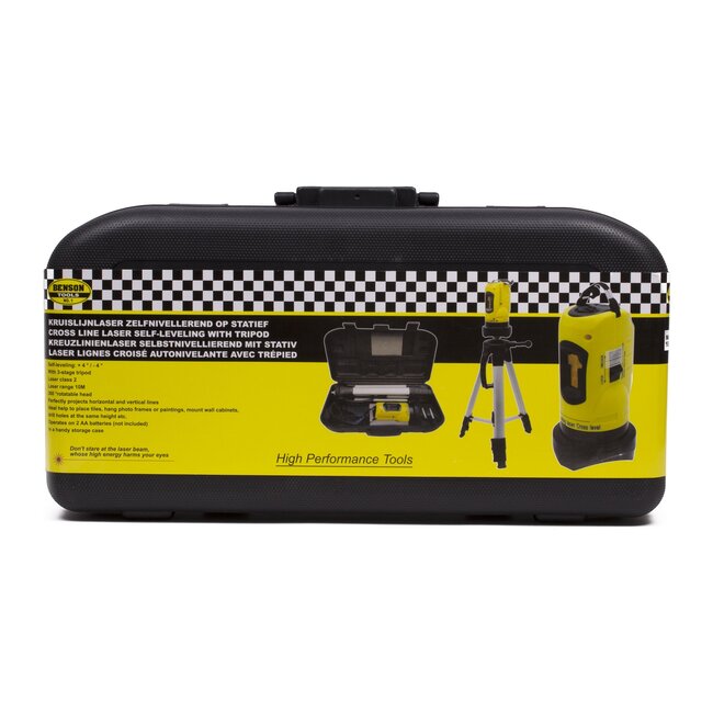 Benson Zelfnivellerende bouwlaser met kruislijn en statief - 10 meter bereik - 360 graden draaibaar - Inclusief opbergkoffer