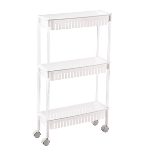 Benson Opbergrek op wielen - 47x16,5x80 cm. - 3 Niveaus- Wit Benson Opbergrek op wielen - 47x16,5x80 cm. - 3 Niveaus- Wit