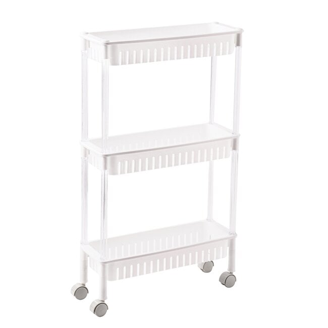 Benson Opbergrek op wielen - 3 niveaus - compact - 47 x 16.5 x 80 cm - wit