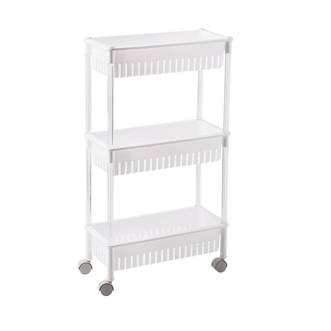 Benson Opbergrek op wielen - 3 niveaus - compact - 45 x 21 x 80 cm - wit