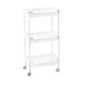 Benson Opbergrek op wielen - 3 niveaus - compact - 42 x 26 x 80 cm - wit