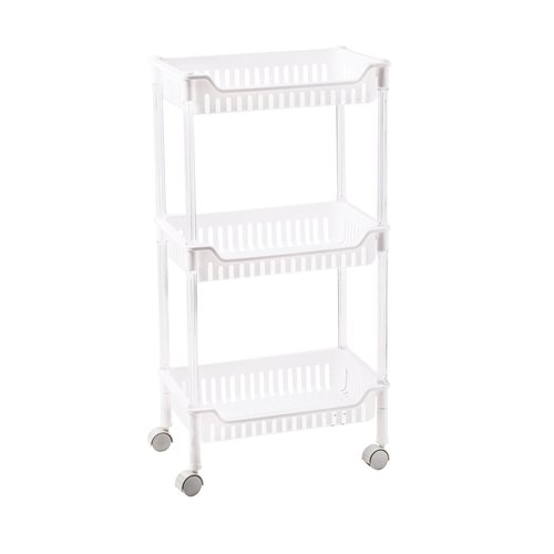 Benson Opbergrek op wielen - 42x26x80 cm. - 3 Niveaus- Wit Benson Opbergrek op wielen - 42x26x80 cm. - 3 Niveaus- Wit