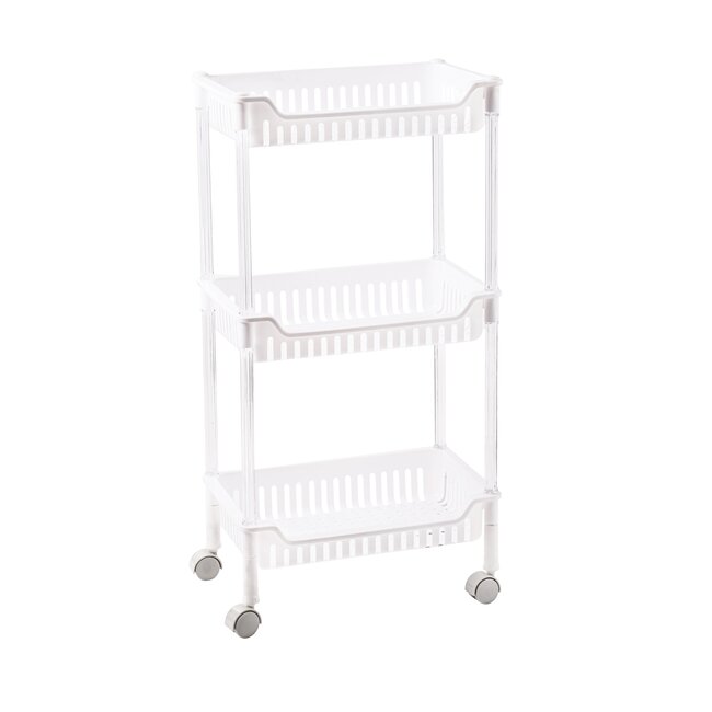 Benson Opbergrek op wielen - 3 niveaus - compact - 42 x 26 x 80 cm - wit