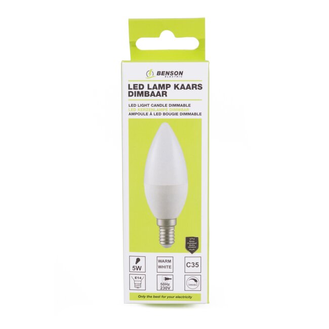 Benson Dimbare LED-kaarslamp - 5W - Warmwit 3000K - E14 - 230V - IP54