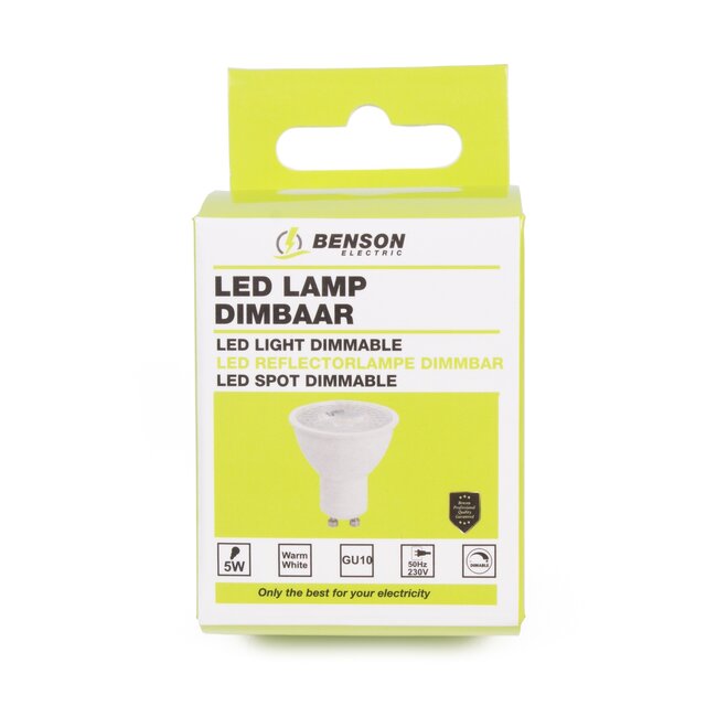 Benson Dimbare LED spot - 5W - Warmwit 3000K - GU10 - Spatwaterdicht - 230V