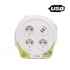 Benson Stekkerdoos - 10 meter - met Randaarde Stekker - 16A - 220 Volt - 2 USB Aansluitingen - Wit Benson Stekkerdoos - 10 meter - met Randaarde Stekker - 16A - 220 Volt - 2 USB Aansluitingen - Wit