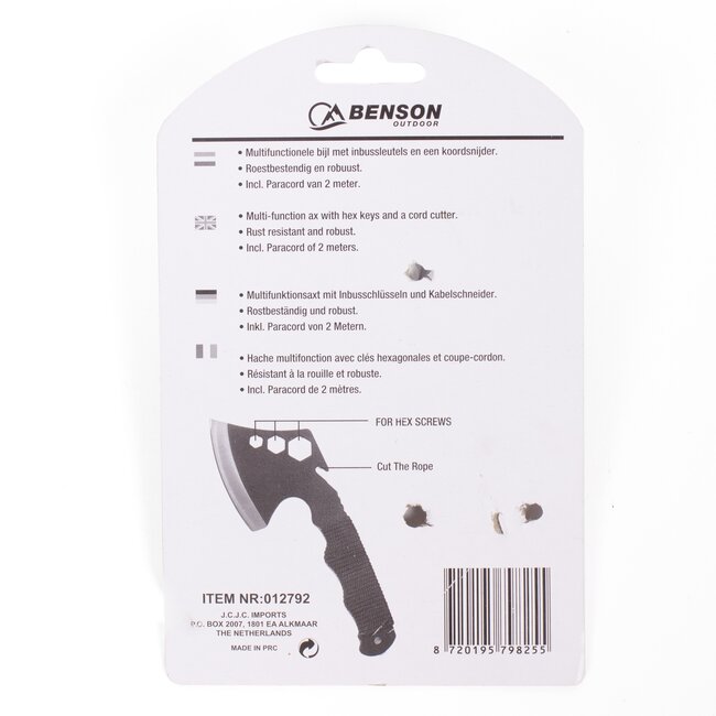 Benson Multifunctionele handbijl - koordsnijder en paracord - 23,5 cm - roestbestendig