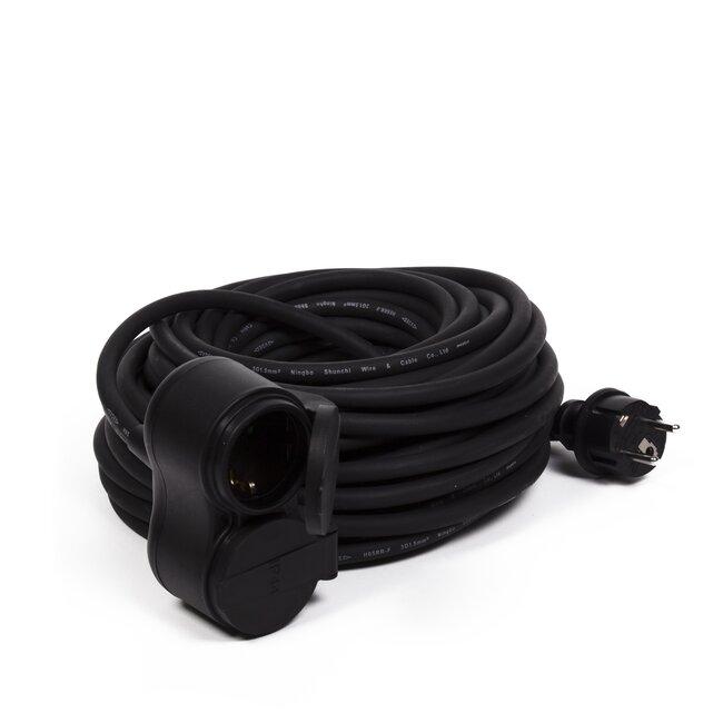 Benson Verlengsnoer - 10 meter - DUO Randaarde - 16A - Zwart