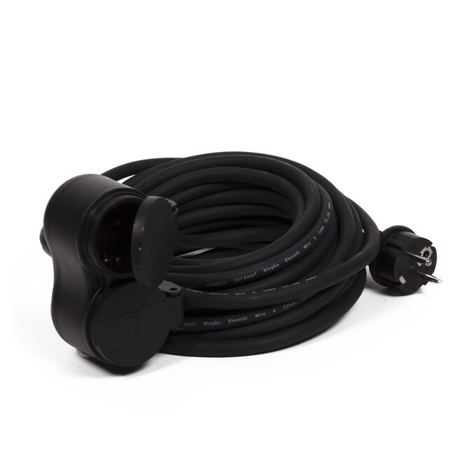 Benson Verlengsnoer - 20 meter - met randaarde - 16A - 230 V - zwart