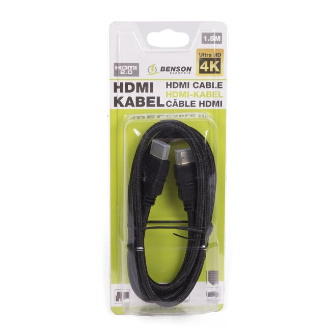 Benson HDMI kabel - 4K Ultra HD - 1.5 meter - Vergulde stekkers - High speed 2.0