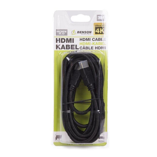 Benson HDMI kabel - 4K Ultra HD - 3 meter - Vergulde stekkers - High speed 2.0