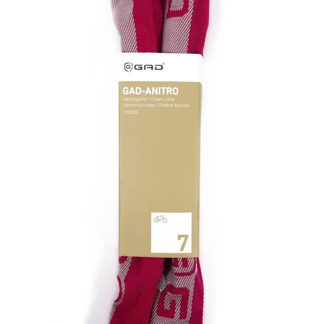 GAD Sterk kettingslot - gehard staal - SuperSafe cilinder - 110 cm - rood