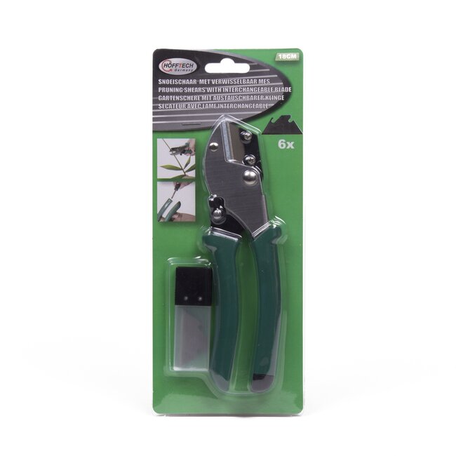 Hofftech Snoeischaar - Verwisselbaar Mes - Veiligheidsvergrendeling - 18 cm - Inclusief 6 reservemesjes