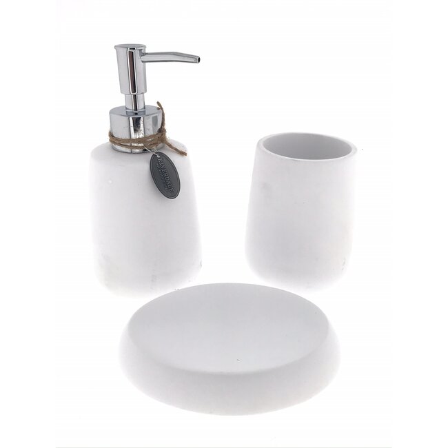 Benson 3-delige badkamerset - wit - keramiek - 26 cm