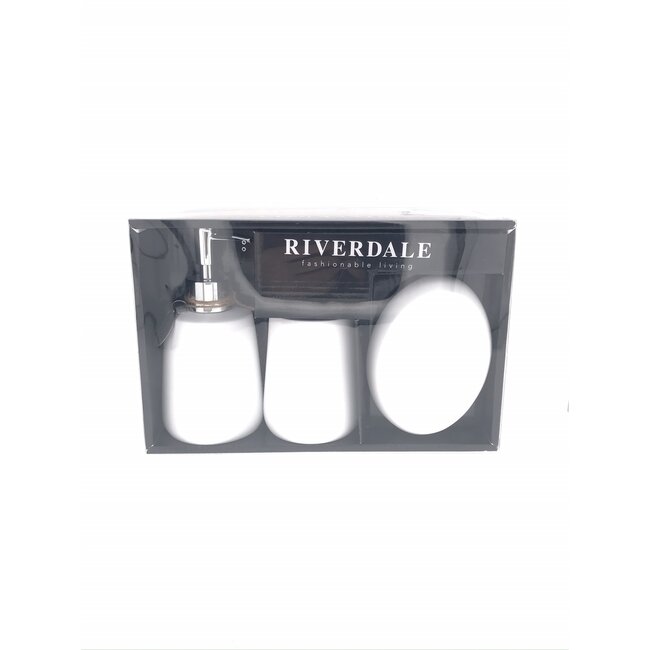 Benson 3-delige badkamerset - wit - keramiek - 26 cm