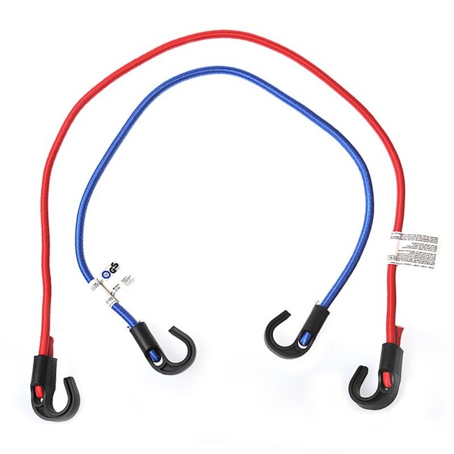 ProPlus Verstelbare bagagespinnen - set van 2 - stretchbaar - Ø 8 mm - 80 en 100 cm - rood en blauw