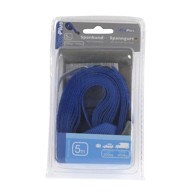 ProPlus Spanband met snelsluiting - polyester - 25 mm x 5 meter - blauw