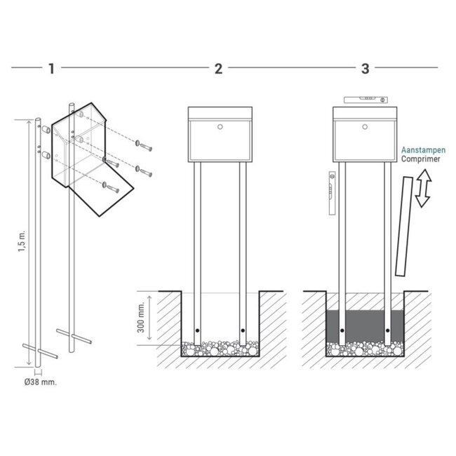Talen Tools Brievenbus Paal – 154 x 8.5 x 4.3 cm – Zilvergrijs – Duurzaam en Stevig